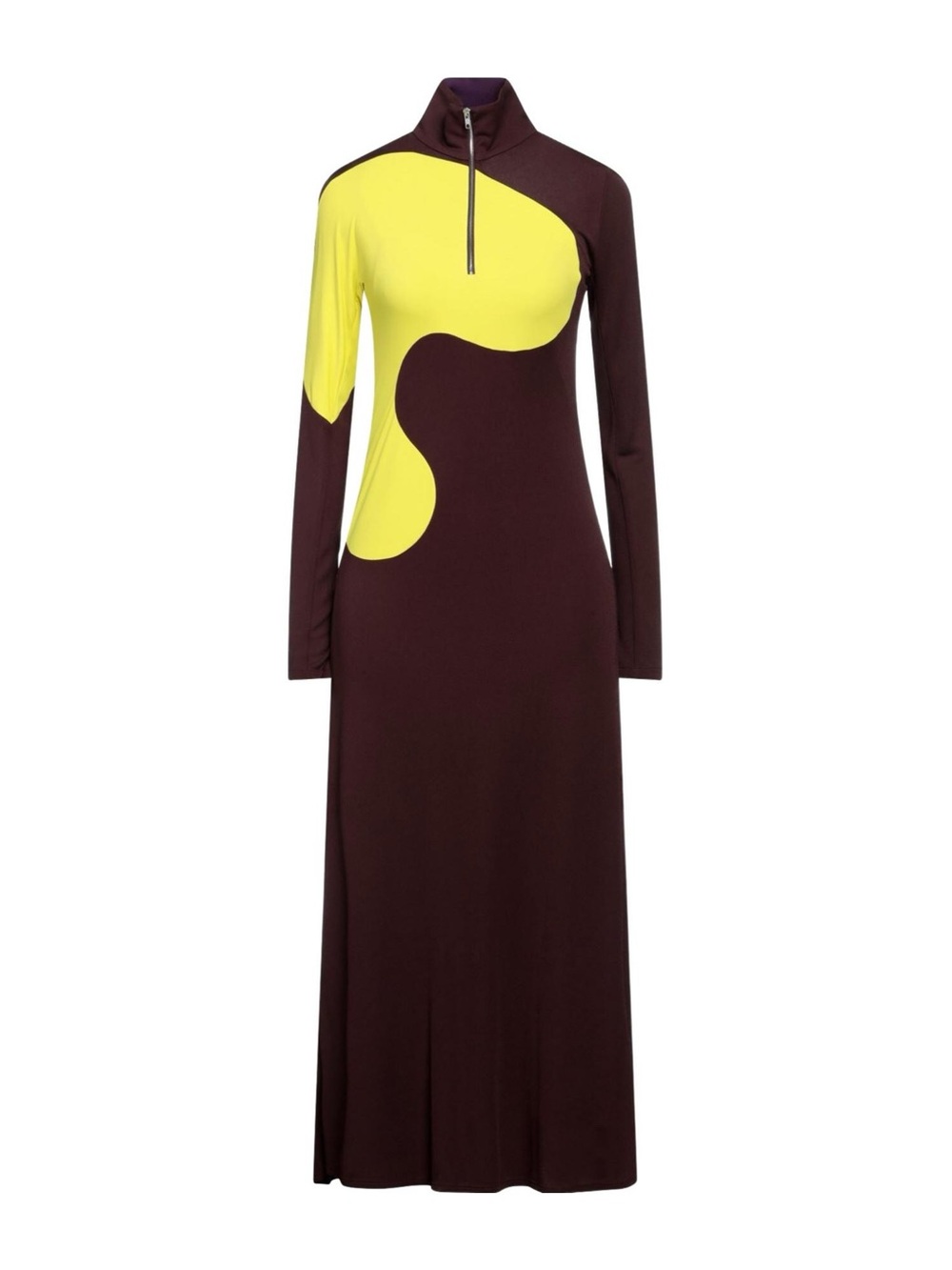 Tory Burch Spiced Chocolate and Bright Yellow Colorblock Jersey Dress Size 4